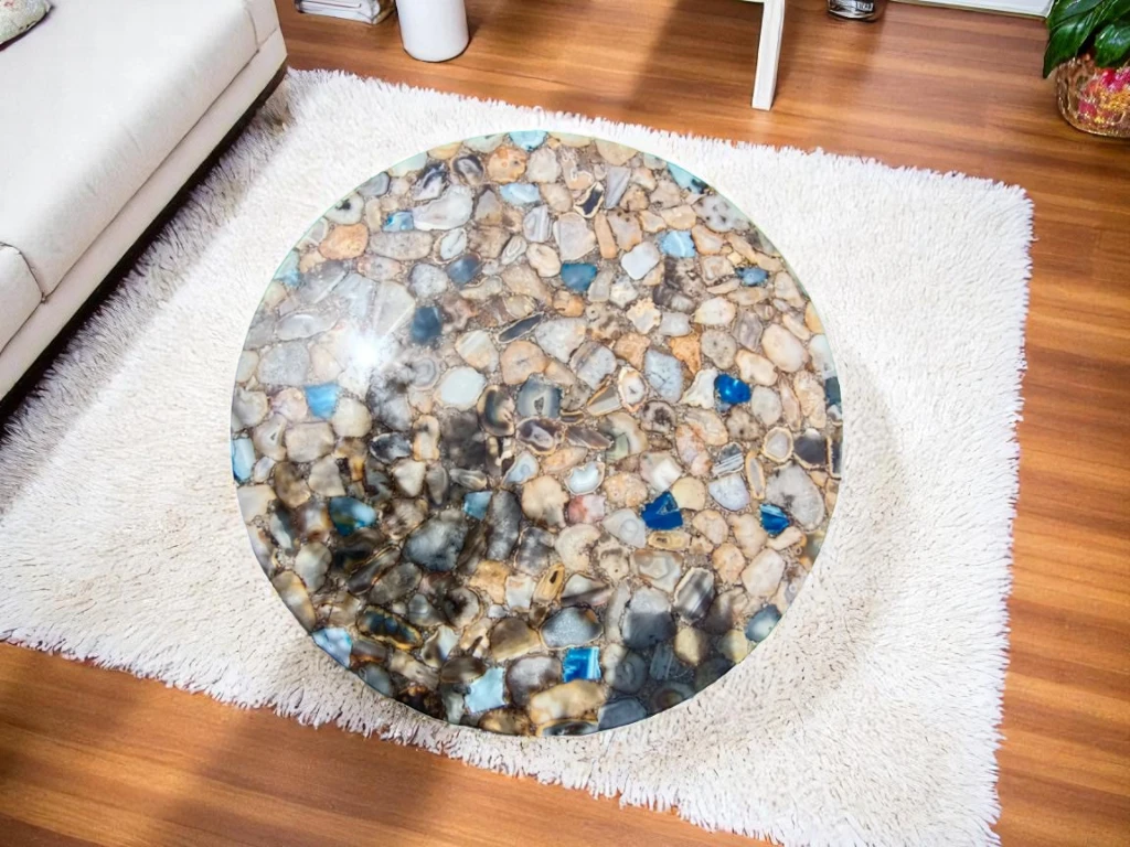 Stunning Round Agate Coffee Table Centerpiece